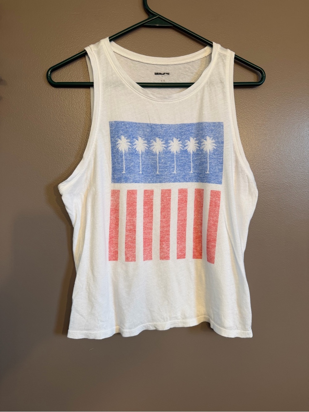 Express tank top with red, white , and blue
